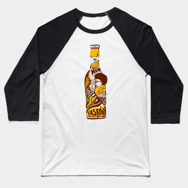 Mustard Brown Fashion In A Bottle Baseball T-Shirt by kenallouis